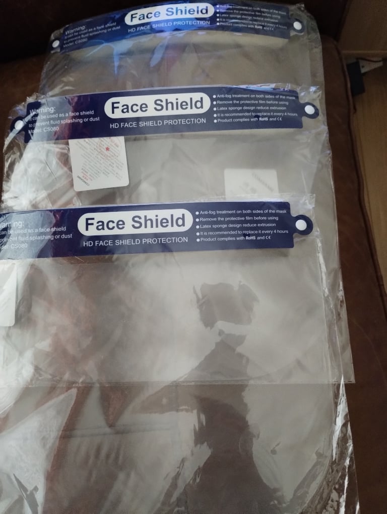 image for 3 full face visors face shield anti fog foam head band