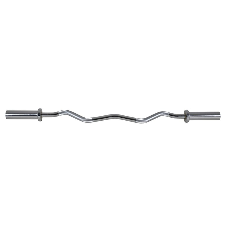 image for Function Series 4 Foot Olympic EZ Curl Barbell with Spring Collars - Weights Gym Bar