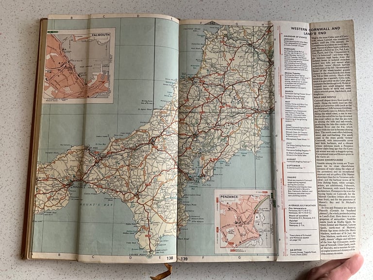The Reader's Digest AA Book of the Road - Vintage book 1967, Maps, Flowers, Butterflies, Sea shells