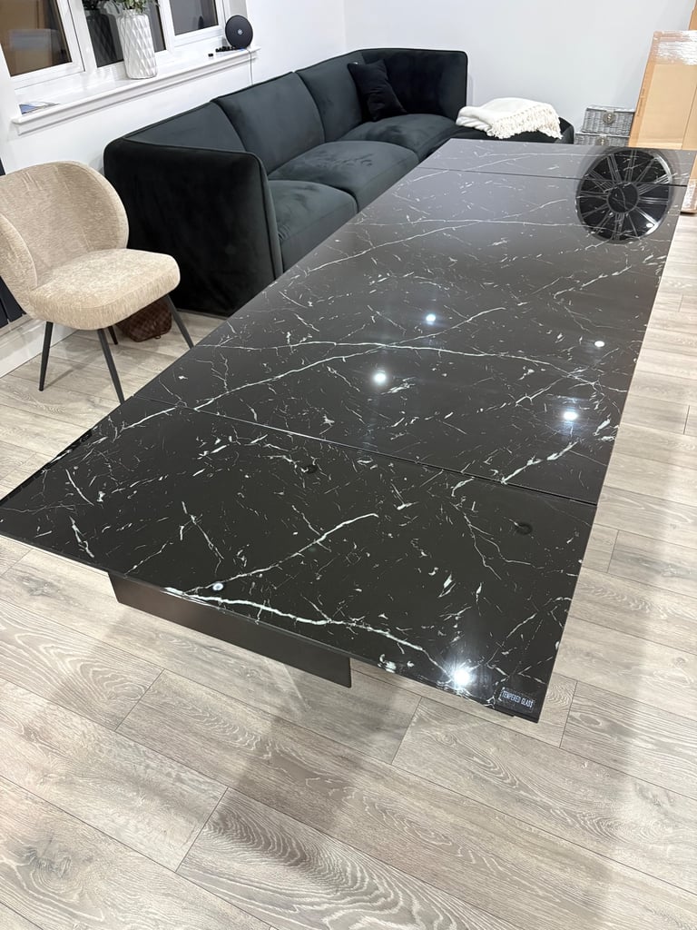 Tempered glass marble table 