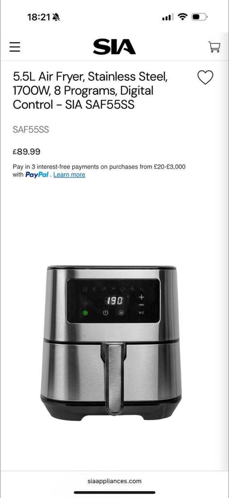 image for Sia 5.5l air fryer 