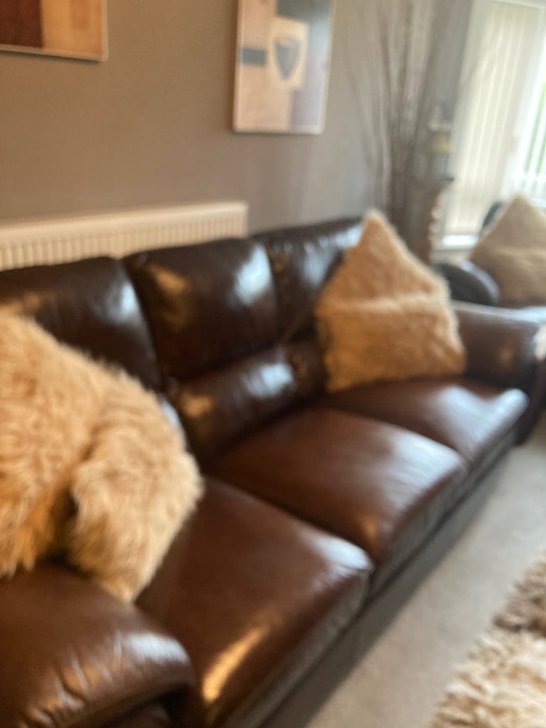 Brown leather sofas