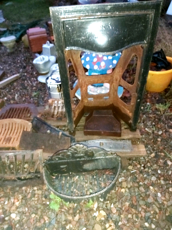 Old cast antique fireplace parts etc