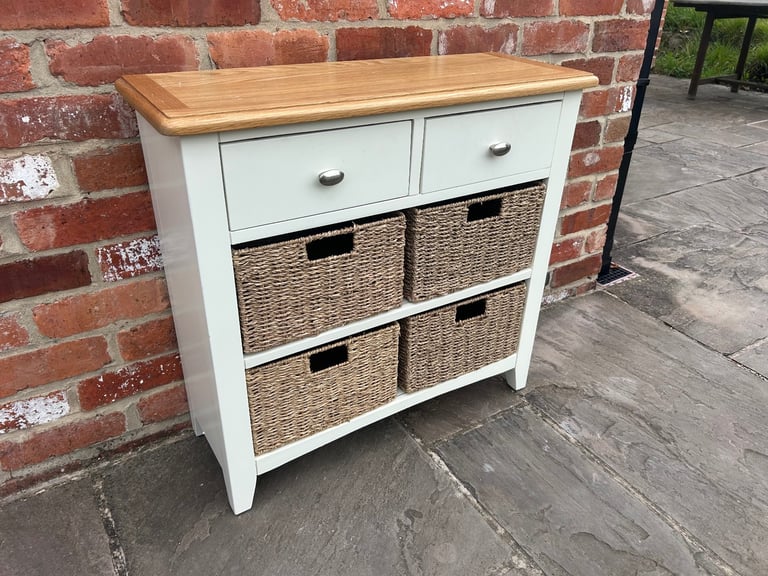 Oak & White Painted Console Table - Good Condition 