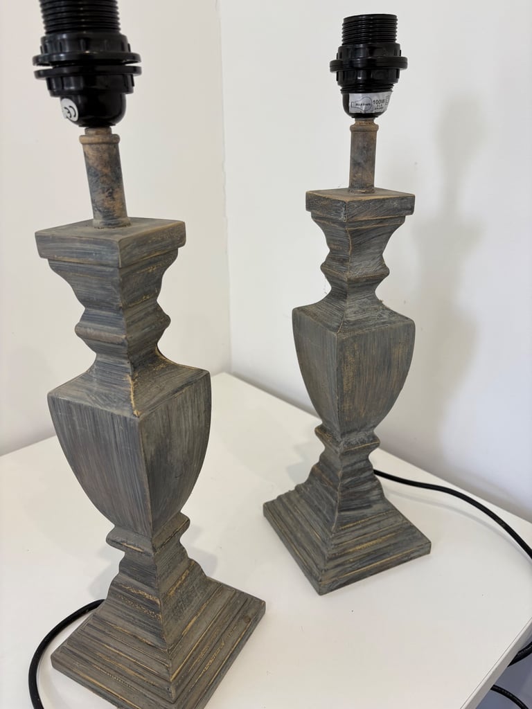 2 x stylish wooden lamp bases