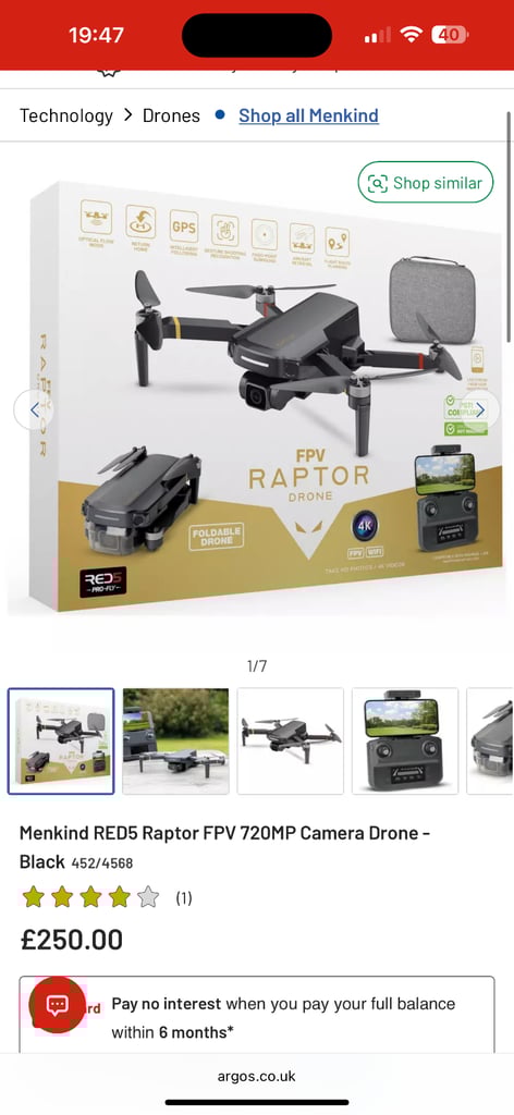  RED5 Raptor FPV 720MP Camera Drone - Black