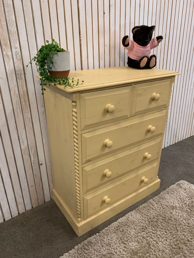  Chest of Drawers Large 2 over 3 Buttermilk Yellow Colour. Timeless Quality!