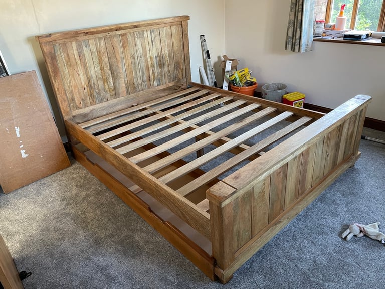 Pending - King Size solid Mango Wood Bed & x1 large under bed drawer