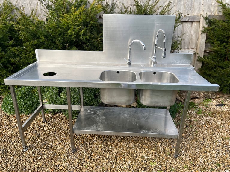 Commercial stainless steel double sink