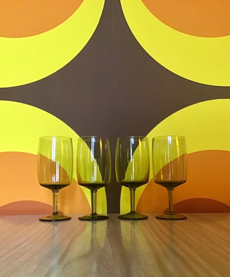 8 Edinburgh & Leith Art Deco Wine Glasses