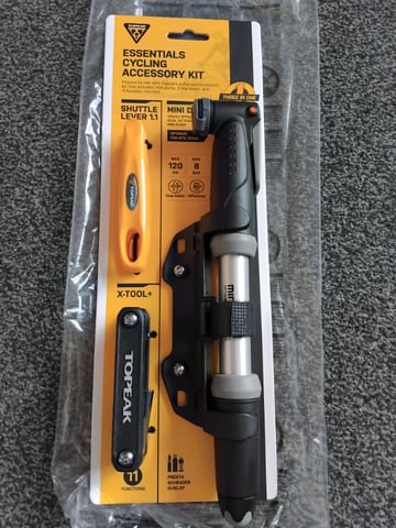 Topeak mini dual bike pump with essentialsCycling accessory kit