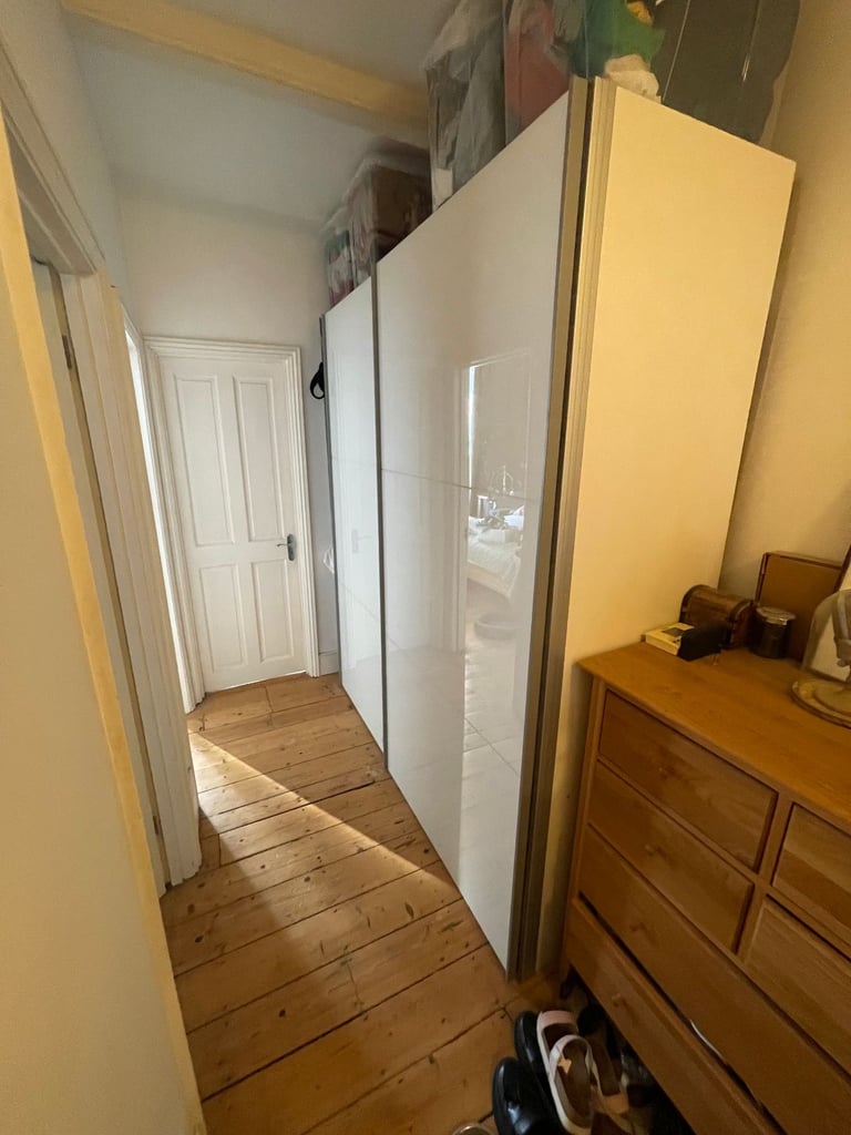 Large White Double Wardrobe with Large Mirror - for immediate collection