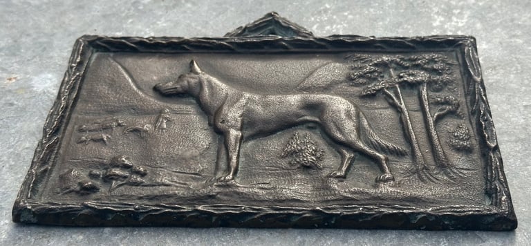 ANTIQUE BRONZE GERMAN SHEPHERD DOG PLAQUE SCULPTURE 17x10cm, 1900s FRITZ DILLER? - WILL POST!