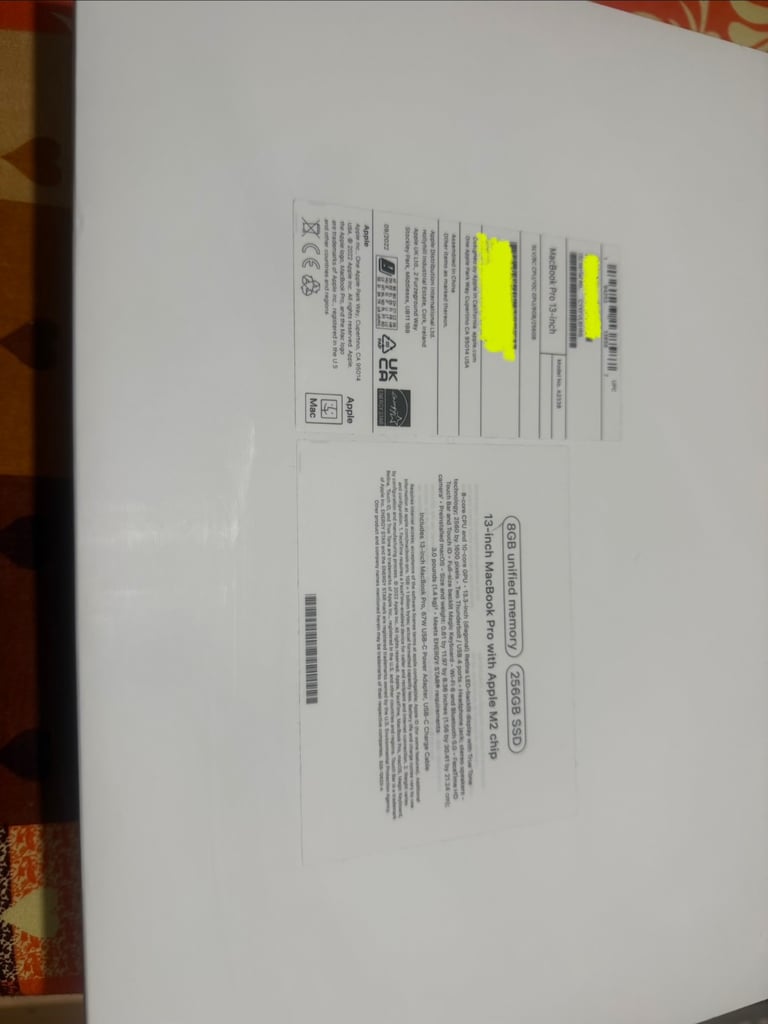 MacBook Pro 13” (M2, 2022) — 8GB/256GB — Silver — Box & Charger