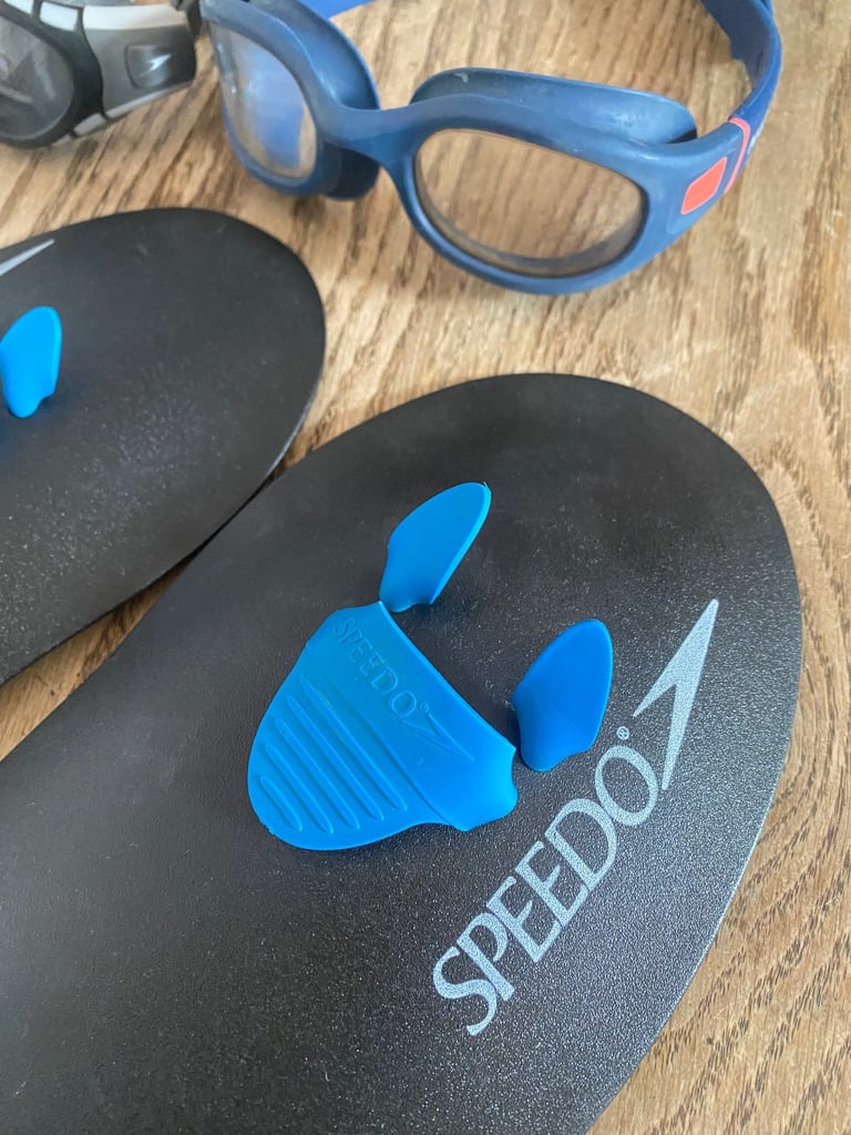 Swimming paddles googles nose clips
