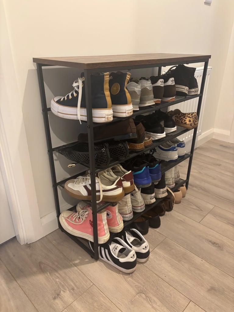 image for 5 tier shoe organiser metal and rustic brown effect
