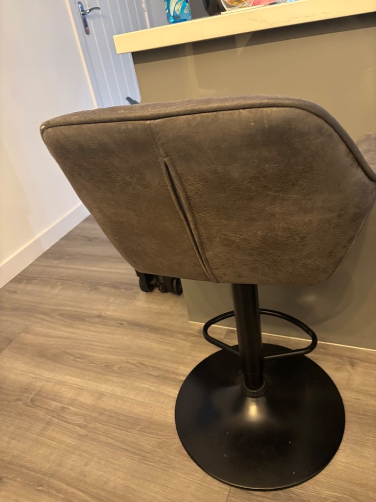4 Grey faux suede bar stools