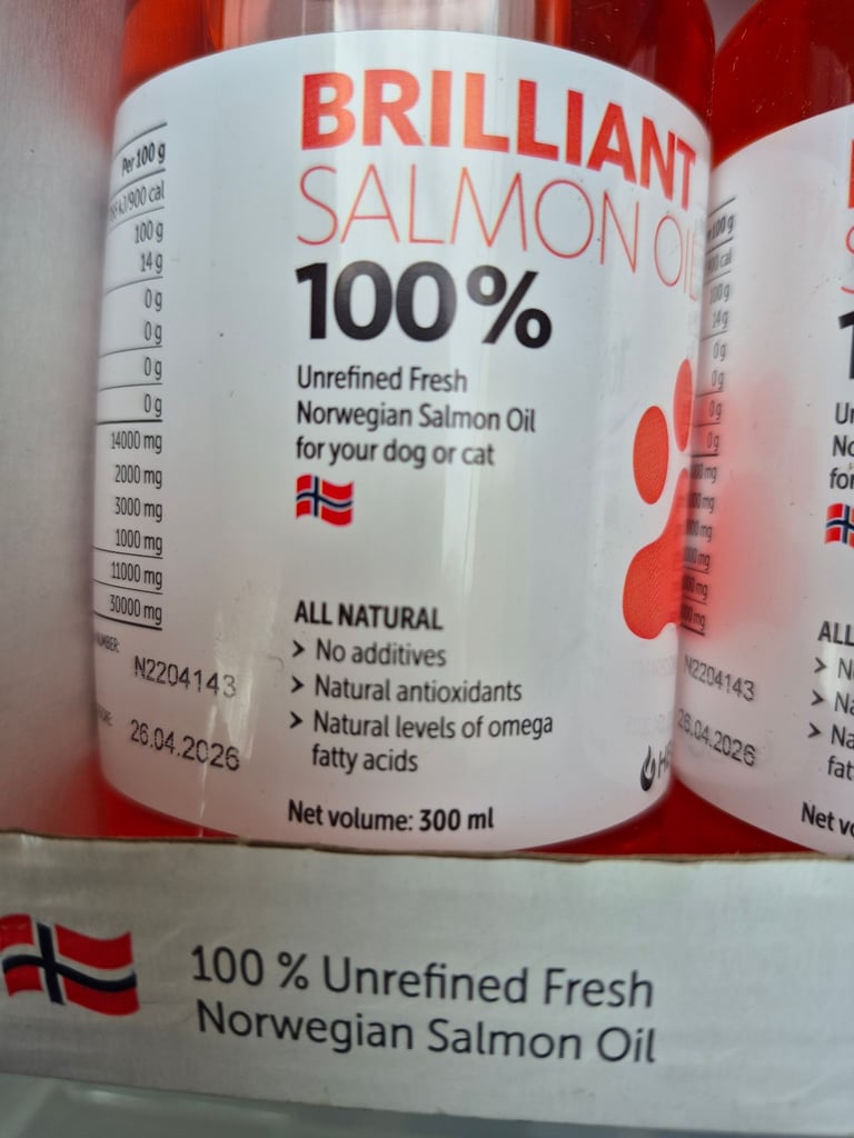 4 x 300ml BRILLIANT SALMON OIL for pets dog / cat