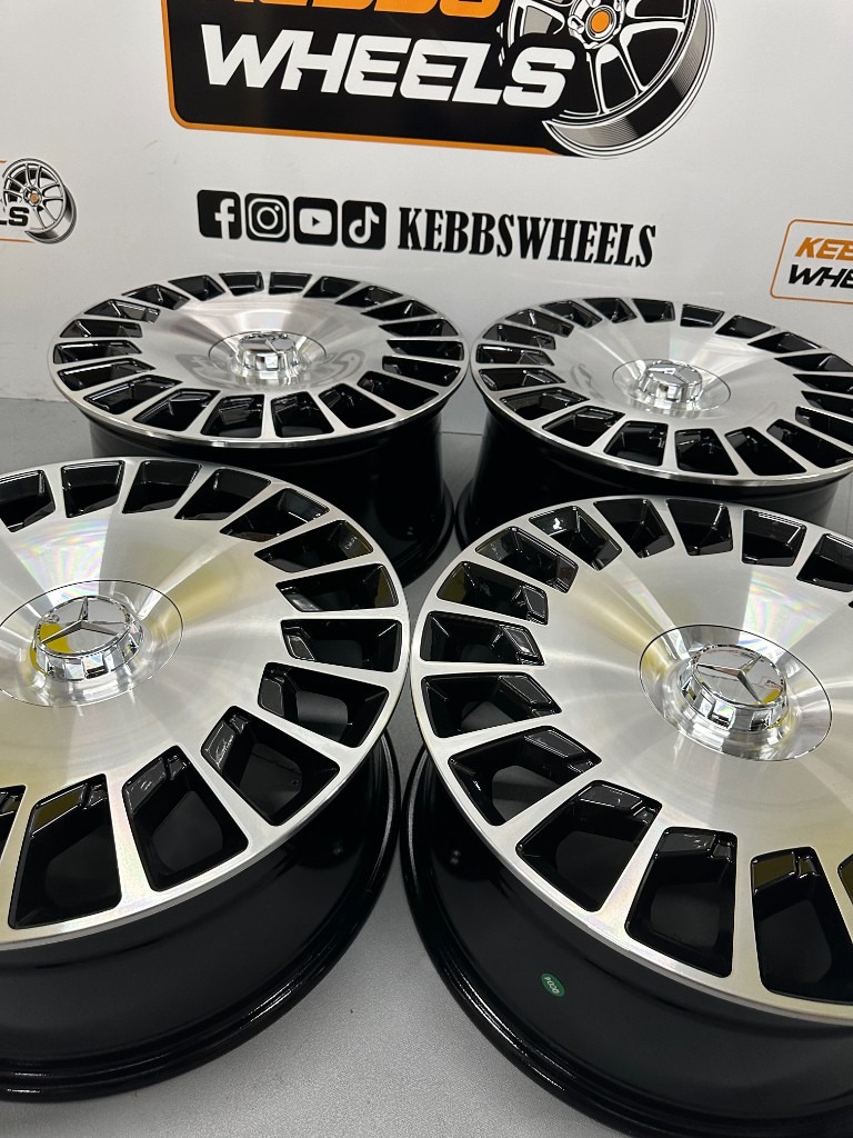 20" MERCEDES MAYBACH REPLACEMENT ALLOY WHEELS BLACK MACHINED C CLASS E CLASS S CLASS