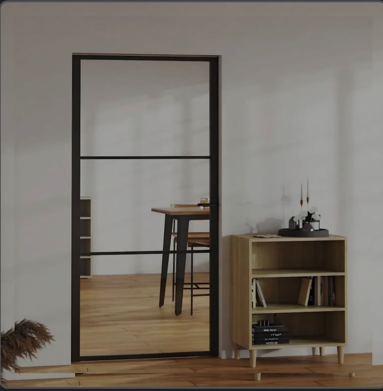 Interior Door 76x201.5 cm Black ESG Glass and Aluminium vidaXL
