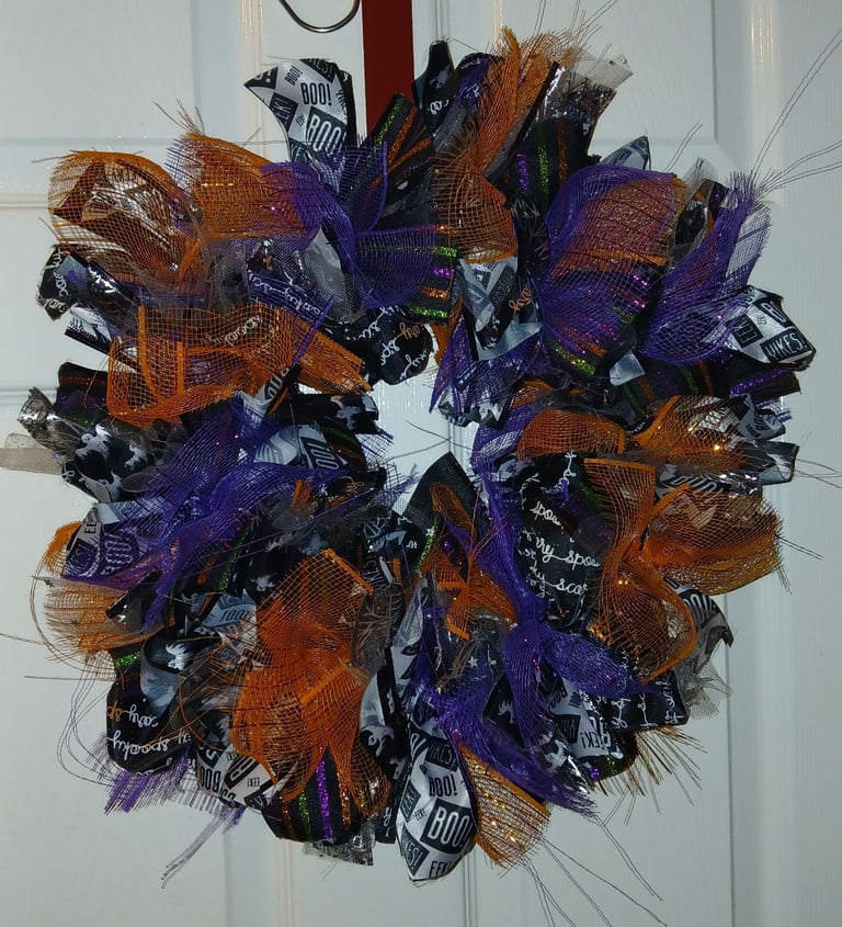 image for Halloween ribbon wreath - handmade