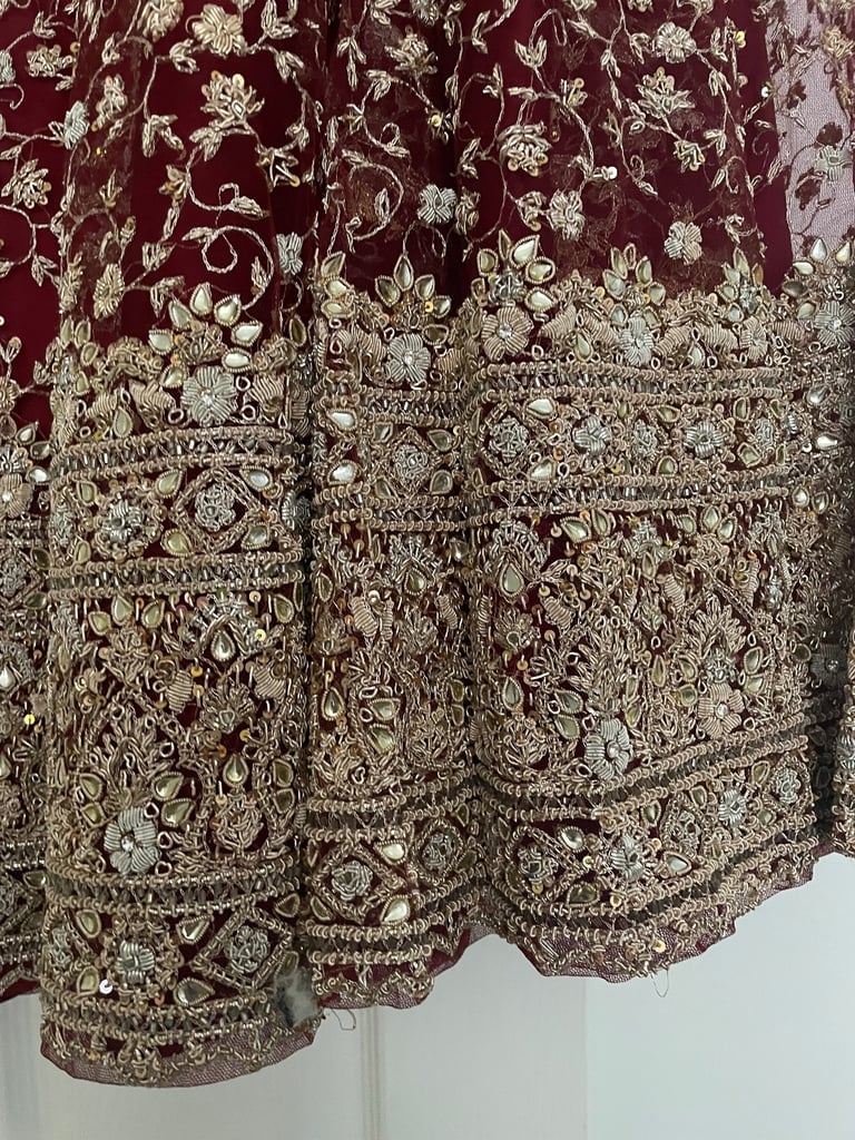Burgundy wedding lengha