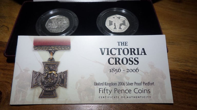 image for 2006 VICTORIA CROSS PIEDFORT SILVER PROOF 50P SET.