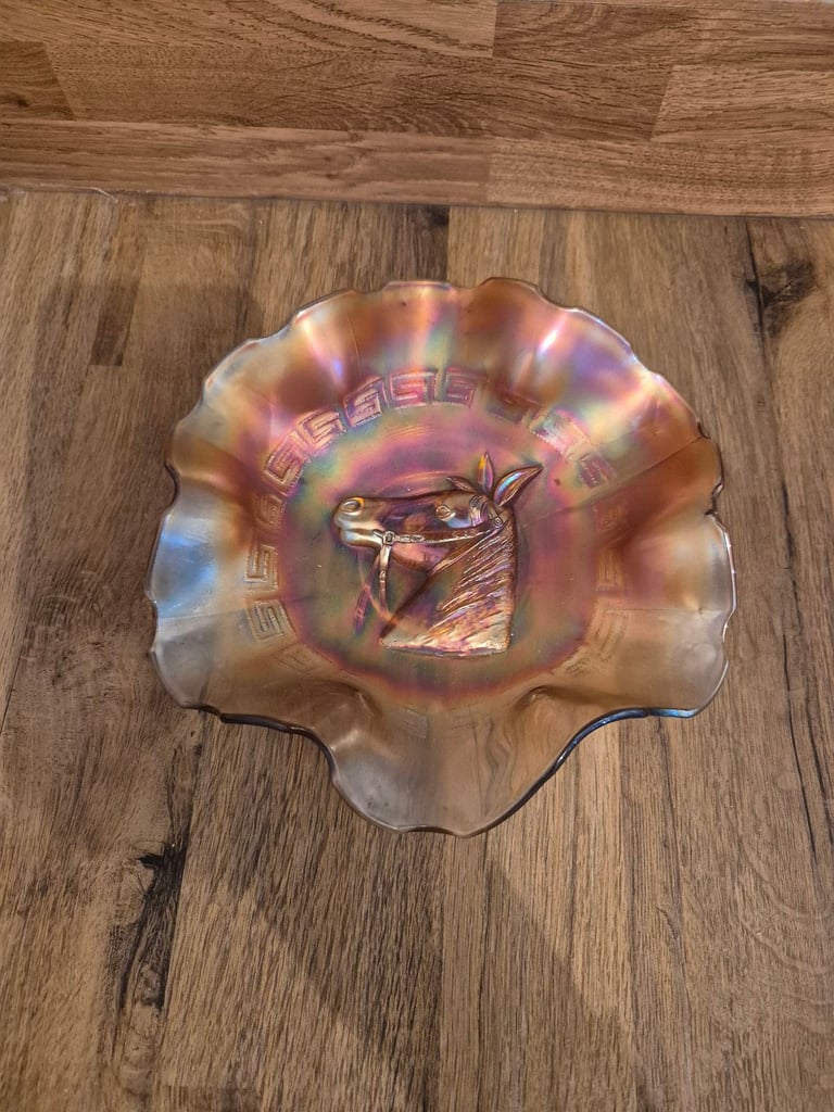image for Vintage marigold carnival glass bowl