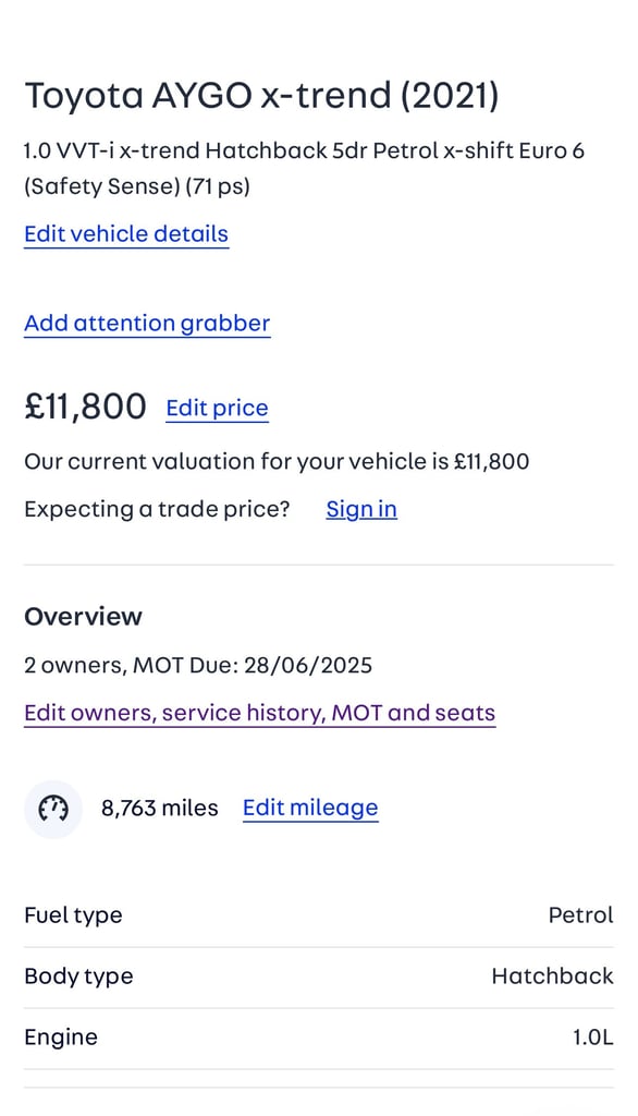 2021 Toyota Aygo X VVT-I X-TREND X-SHIFT TSS 5-Door Petrol