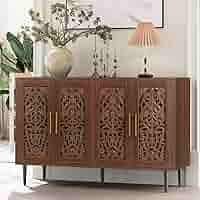 image for Handicrafted 4 door carved cupboard storage 