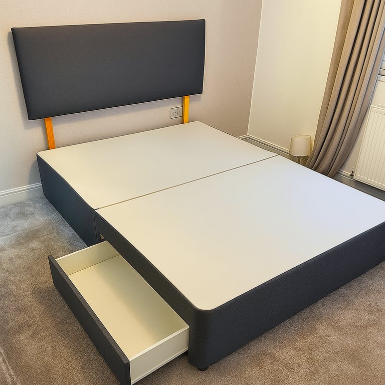 image for Divan Bed with Mattress and Drawers Offering Style Comfort in King Double Single