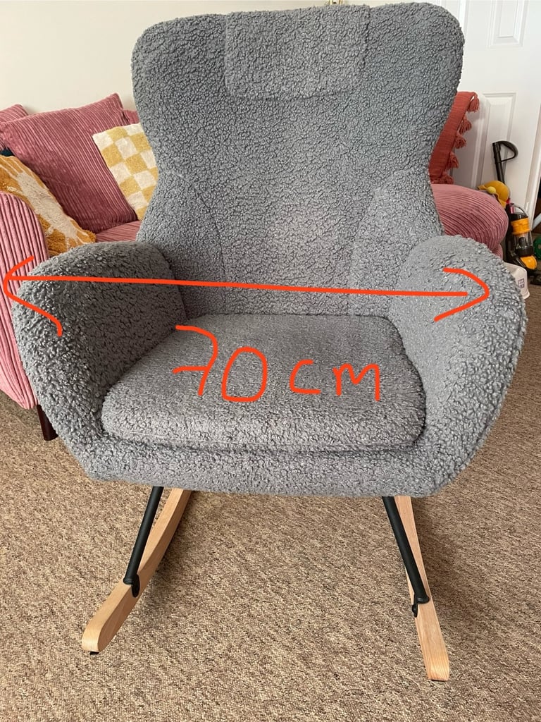 Boucle Teddy Grey high back rocking chair