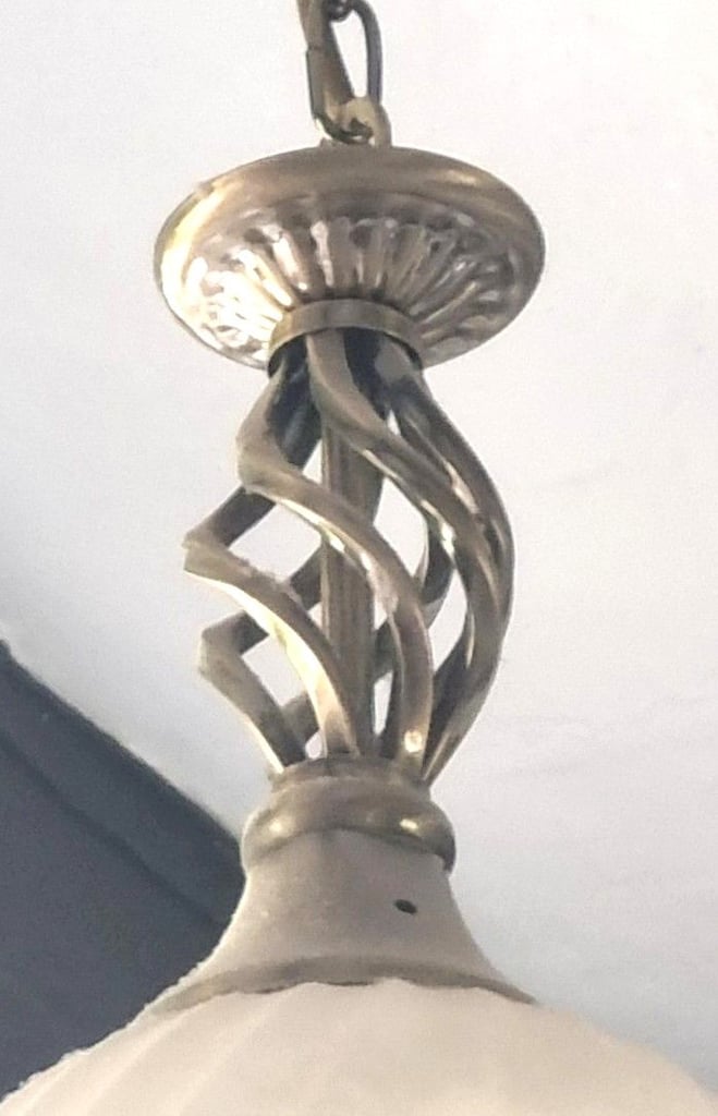 image for Hanging light with metal decoration and opaque glass shade