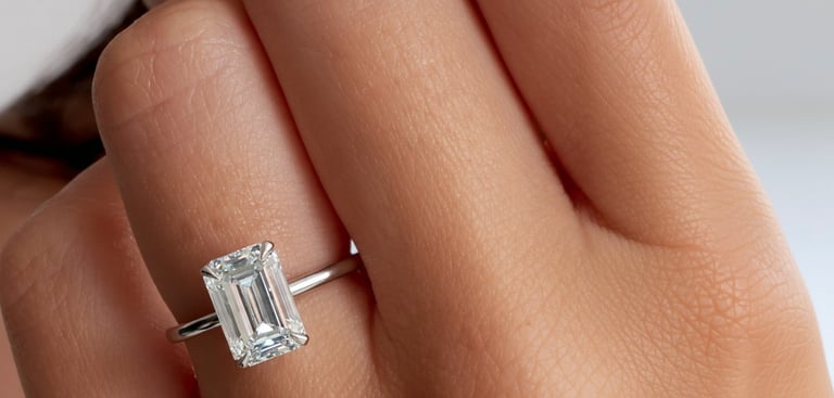 image for Emerald Cut Solitaire Diamond Ring Lab Grown