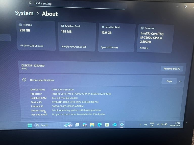 Lenovo V130 Intel i5 12GB RAM 256GB SSD NVMe