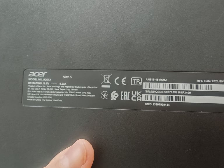 Gaming Laptop - Acer Nitro 5 15.6"  AMD Ryzen 7, 16GB RAM, 1TB SSD, RTX 3060