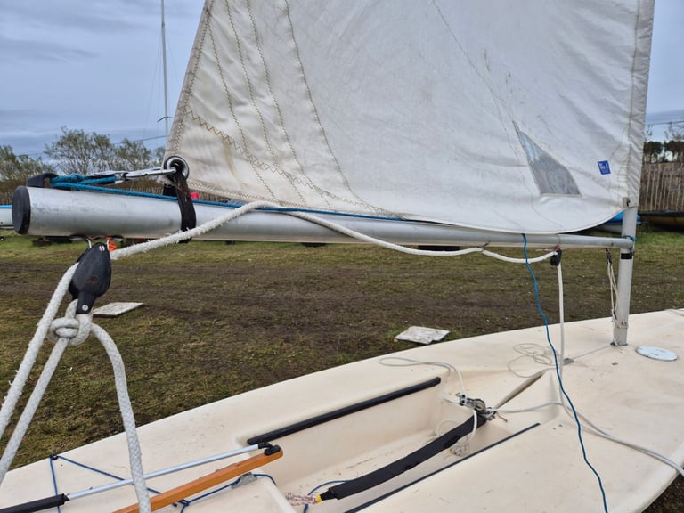 Laser sailing dinghy with launching trolley