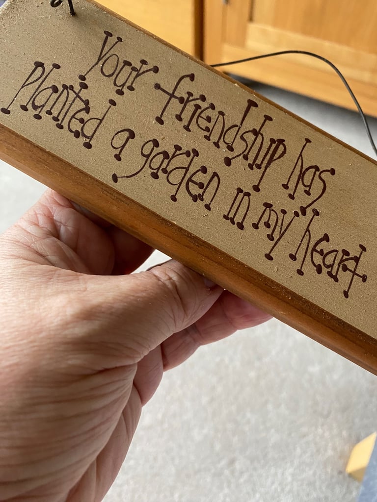 Hardwood Solid Friendship plaque, hanging decoration.