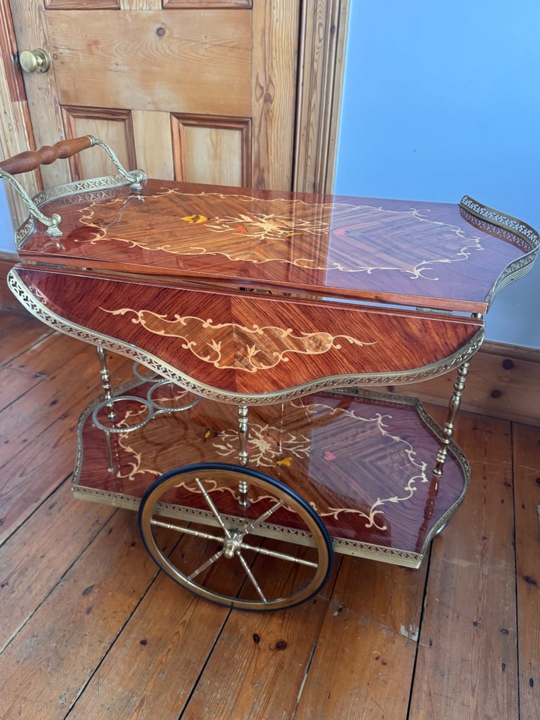 Vintage Italian Bar Cart Drinks Trolley