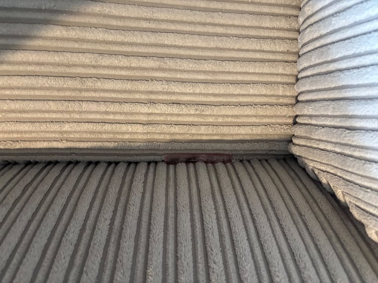 Right-Hand Corner Sofa – Jumbo Cord Beige with Ottoman Footstool and Electric Recliner