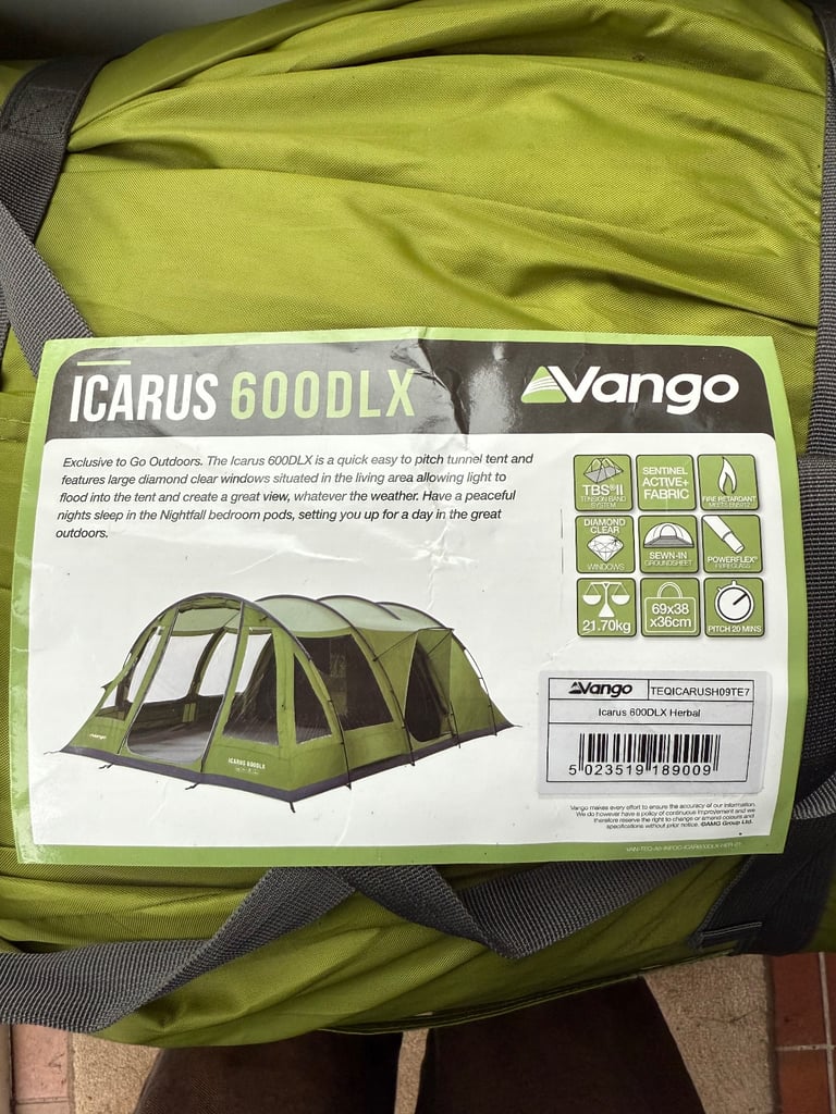image for Big family tent used twice, Vango Icarus 600