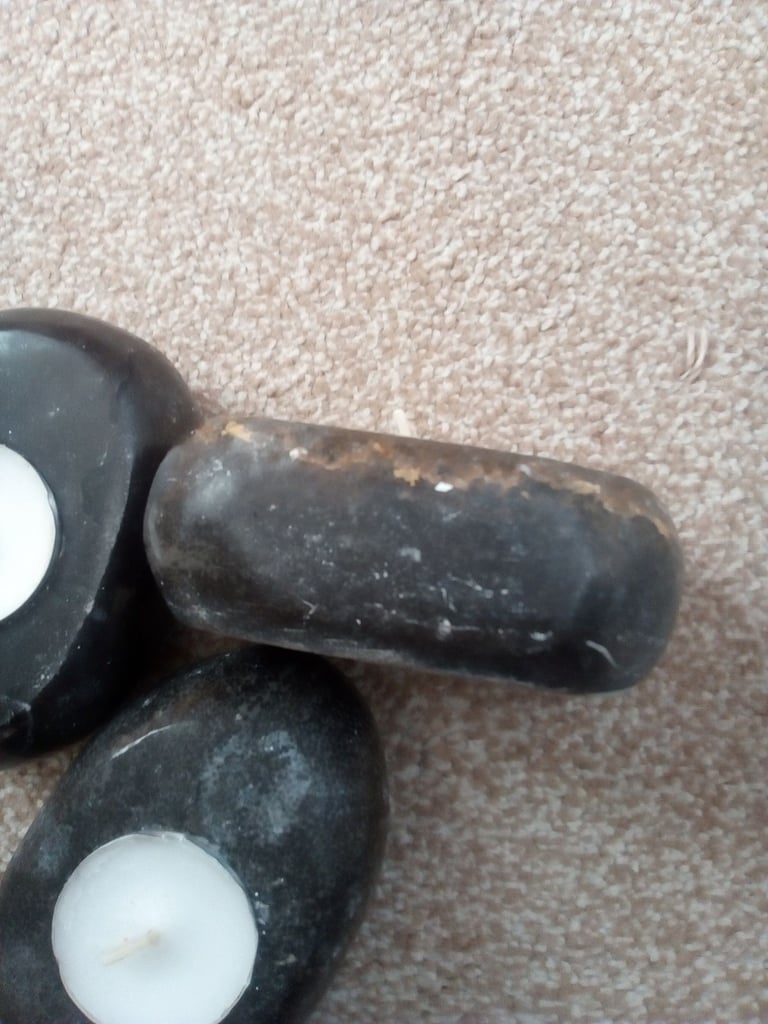 Black Marble Effect Tea Light Candles Holders x 3