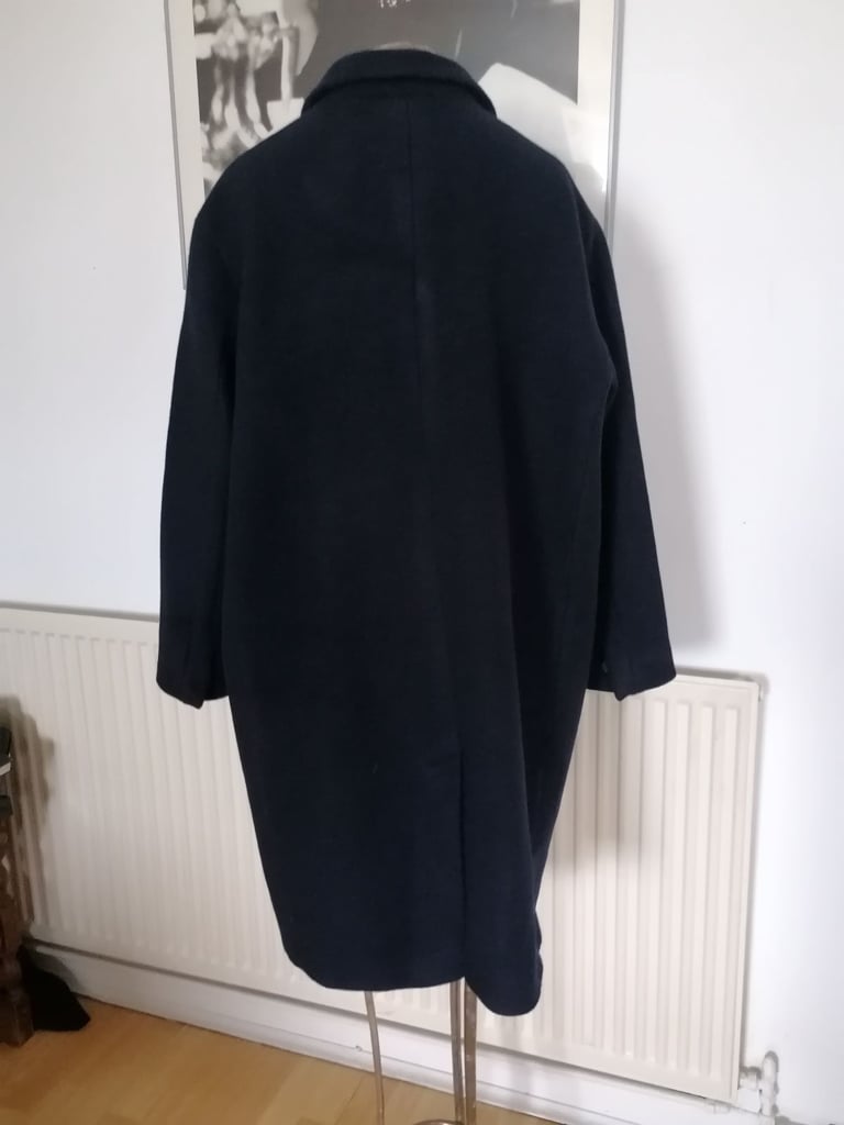 Vintage 00's AUTOGRAPH Ladies Smart Navy Wool Winter Coat. VGC. Size : UK 16