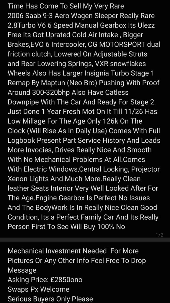 Saab, 9-3, Estate, 2006, Manual, 2792 (cc), 5 doors