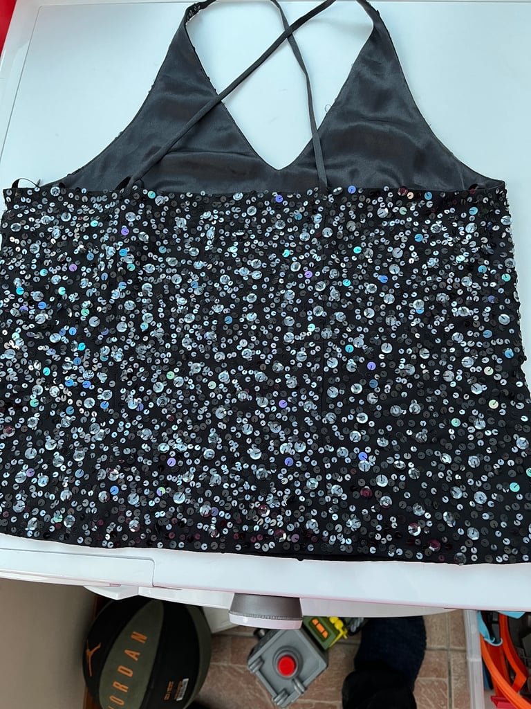 Black sequinned top size 12