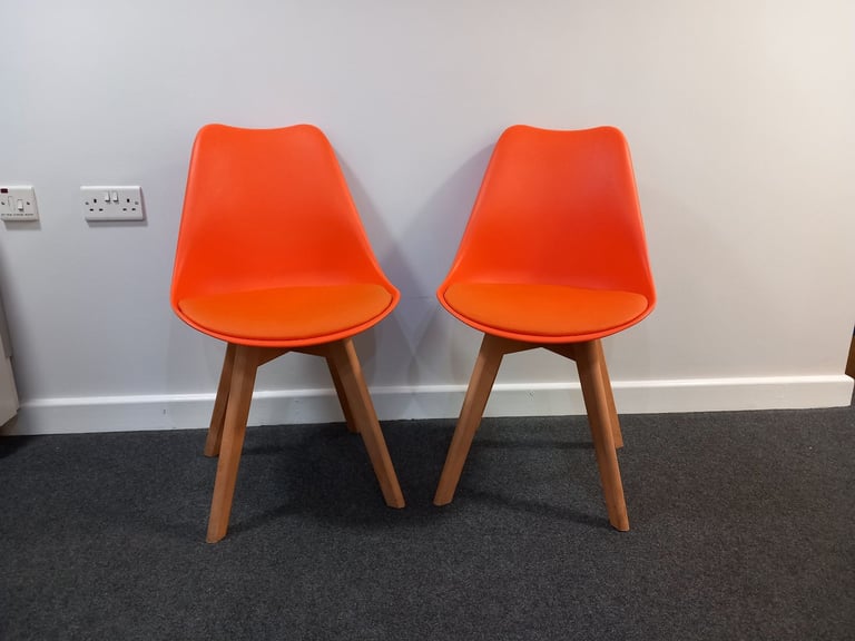 2 x Stylish Orange Dining Chairs