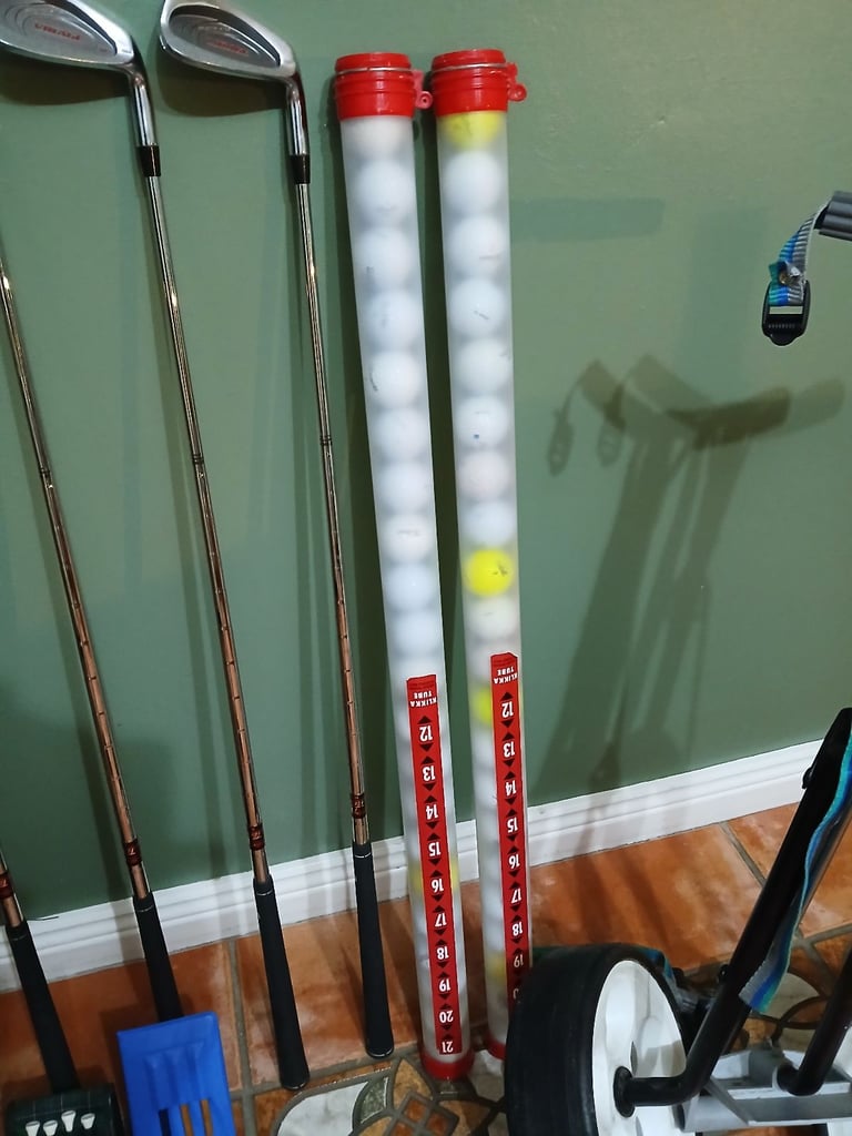 Right Hand Golf Set with bag, trolleys, balls and accessories,  Excellent condition