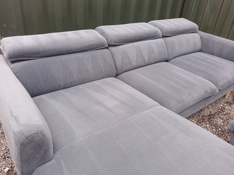 Grey chaise sofa corner L shape 3 seater FULLY CLEANED DELIVERY AVAILABLE 