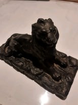Vintage metal cast lion statue - spelter