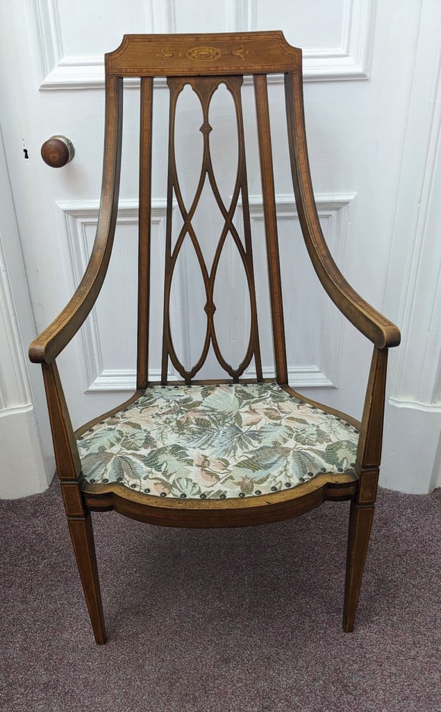 image for Antique Chair with inlaid detail.